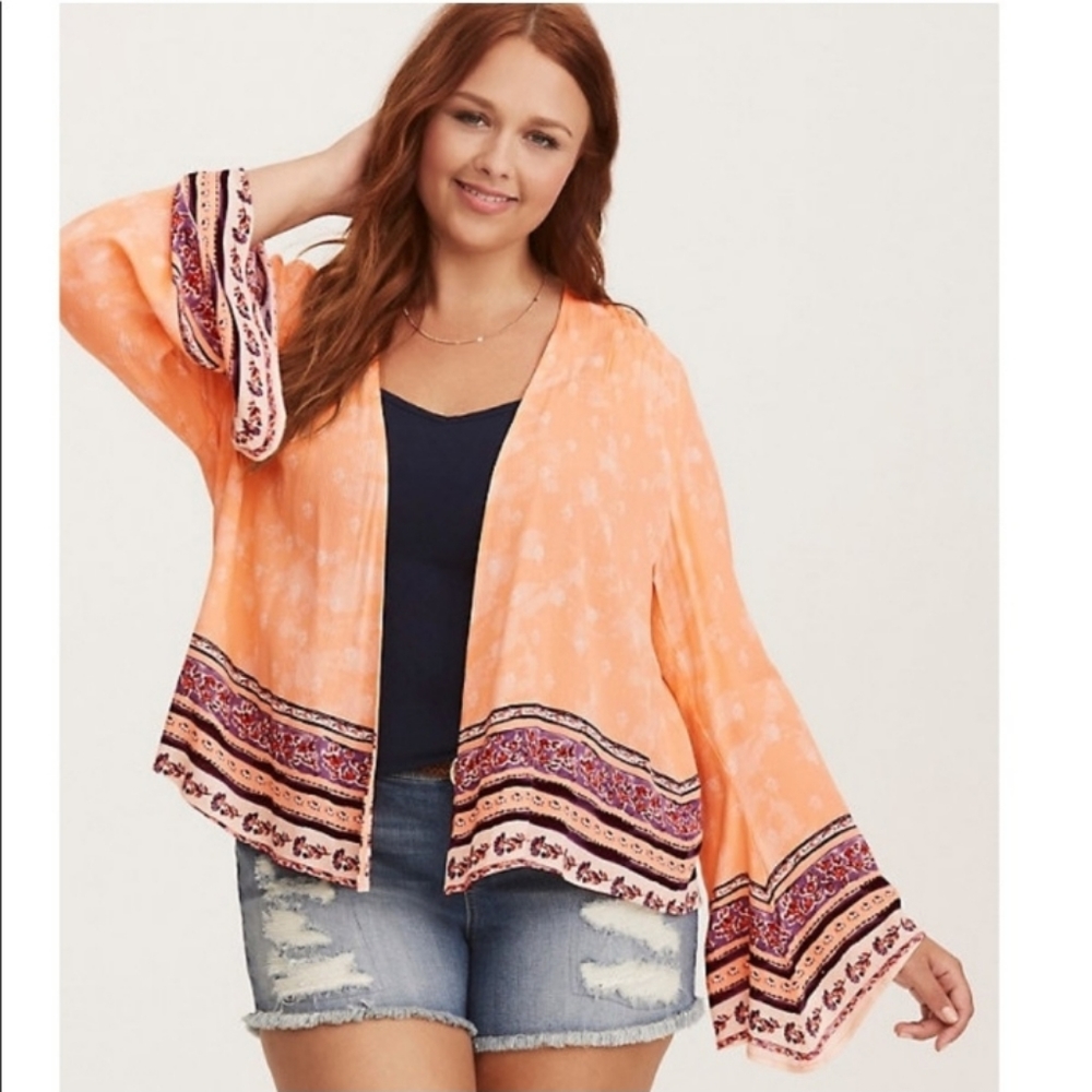 Torrid Bordered Print Kimono